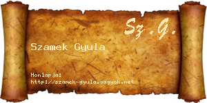 Szamek Gyula névjegykártya